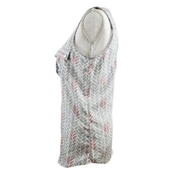 Jennifer & Grace White Gray Coral Geometric Sleeveless Blouse Size Medium - Picture 2 of 9